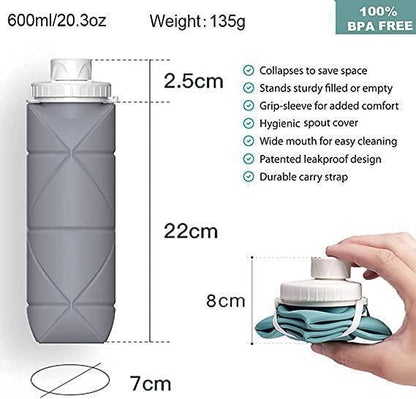 Foldable Silicone Water Bottle – Portable & Leak‑Proof (Premium Quality)