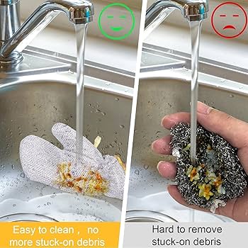 Reusable Dishwashing Cleaning Gloves - 1 Pair (Pack of 2)